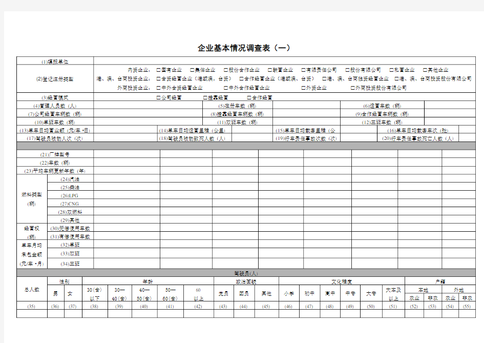 企业基本情况调查表(一)范文