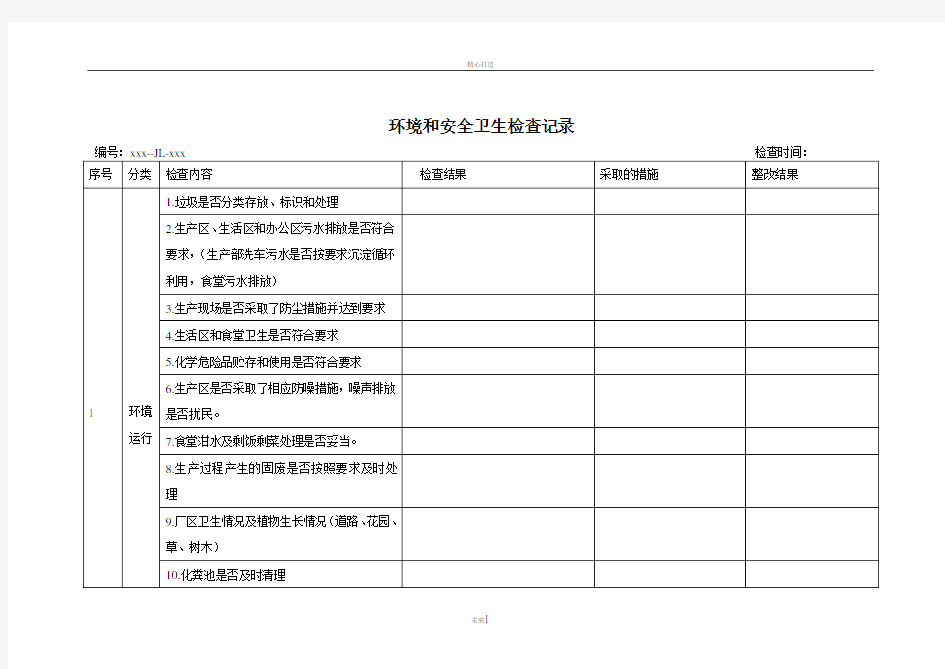 环境和质量安全检查记录表