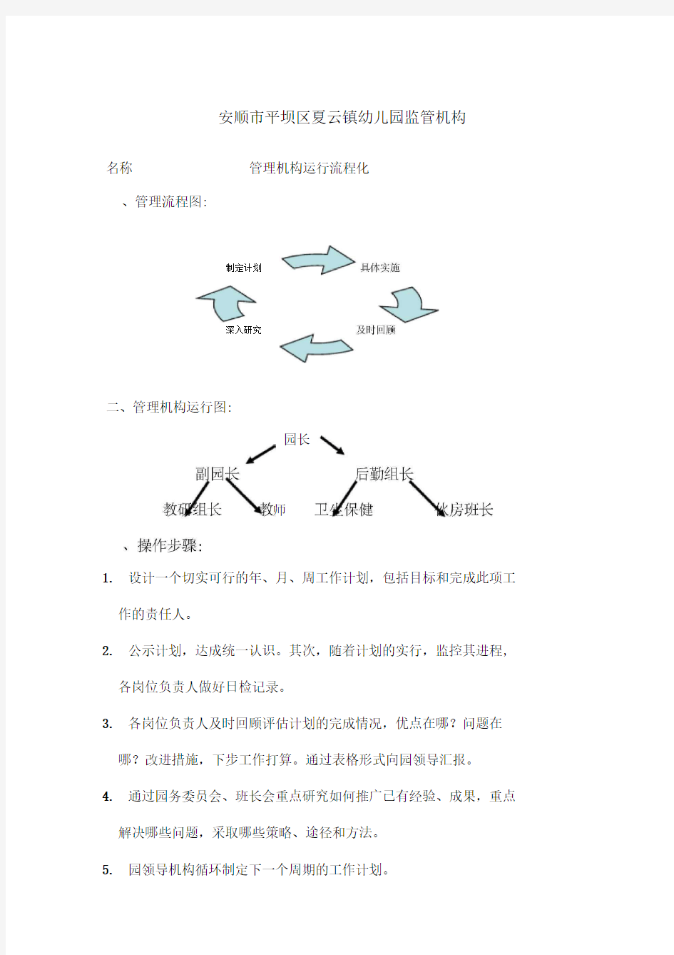 夏云镇幼儿园流程标准化管理细则手册试行