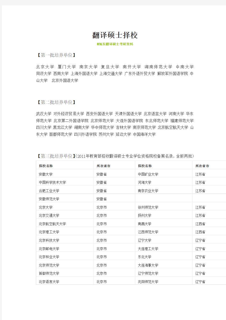 翻译硕士择校旭东翻译硕士考研资料