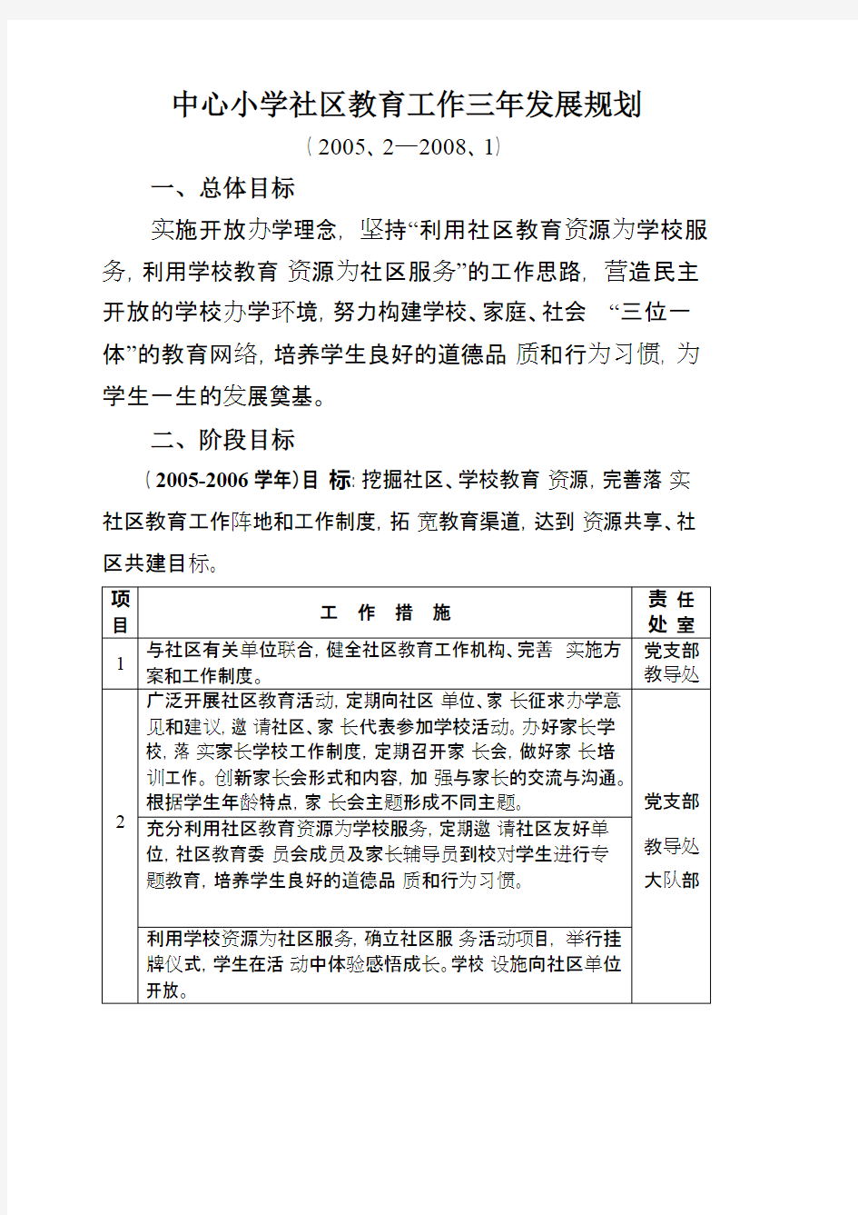 中心小学社区教育工作三年发展规划(可编辑修改word版)