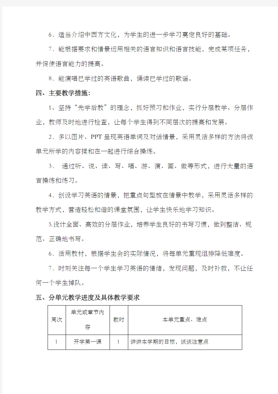 译林版六年级英语上册教学计划