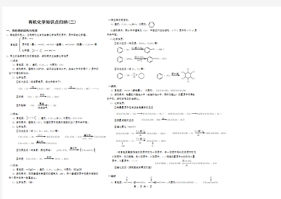 (完整版)有机化学知识点归纳