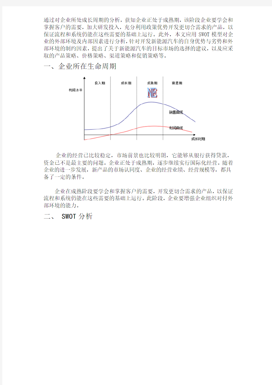 新能源汽车案例swot分析