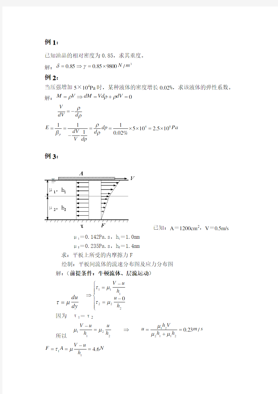 流体力学经典例题--值得背诵