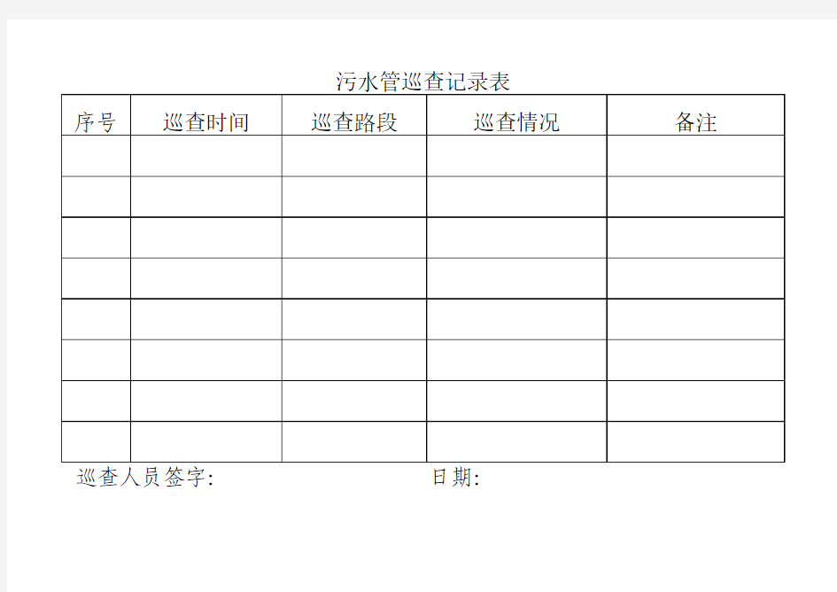 污水管线巡查记录表