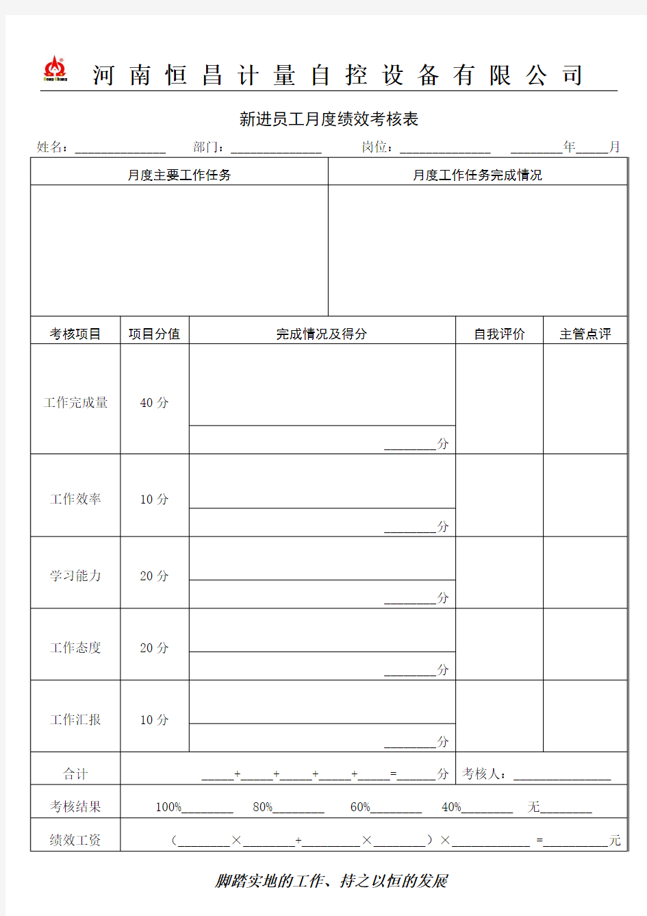 绩效考核表