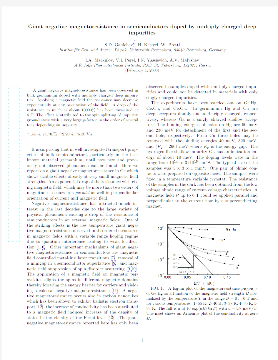 Giant negative magnetoresistance in semiconductors doped by multiply charged deep impuritie