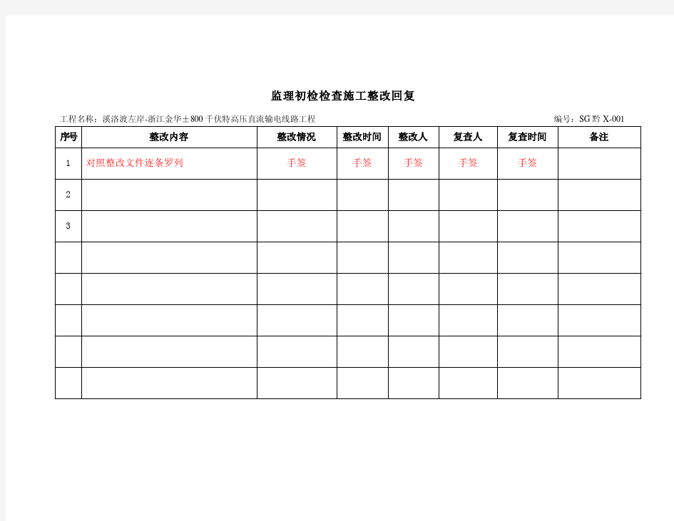 整改通知单回复格式