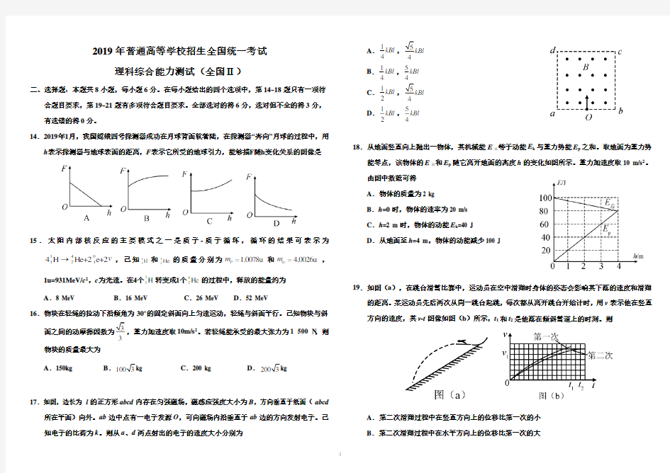 2019年高考全国Ⅱ卷物理(精校版)