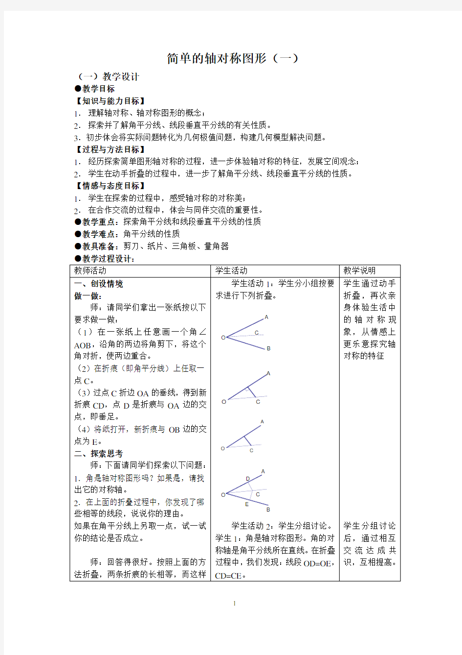 小学数学教学设计模板