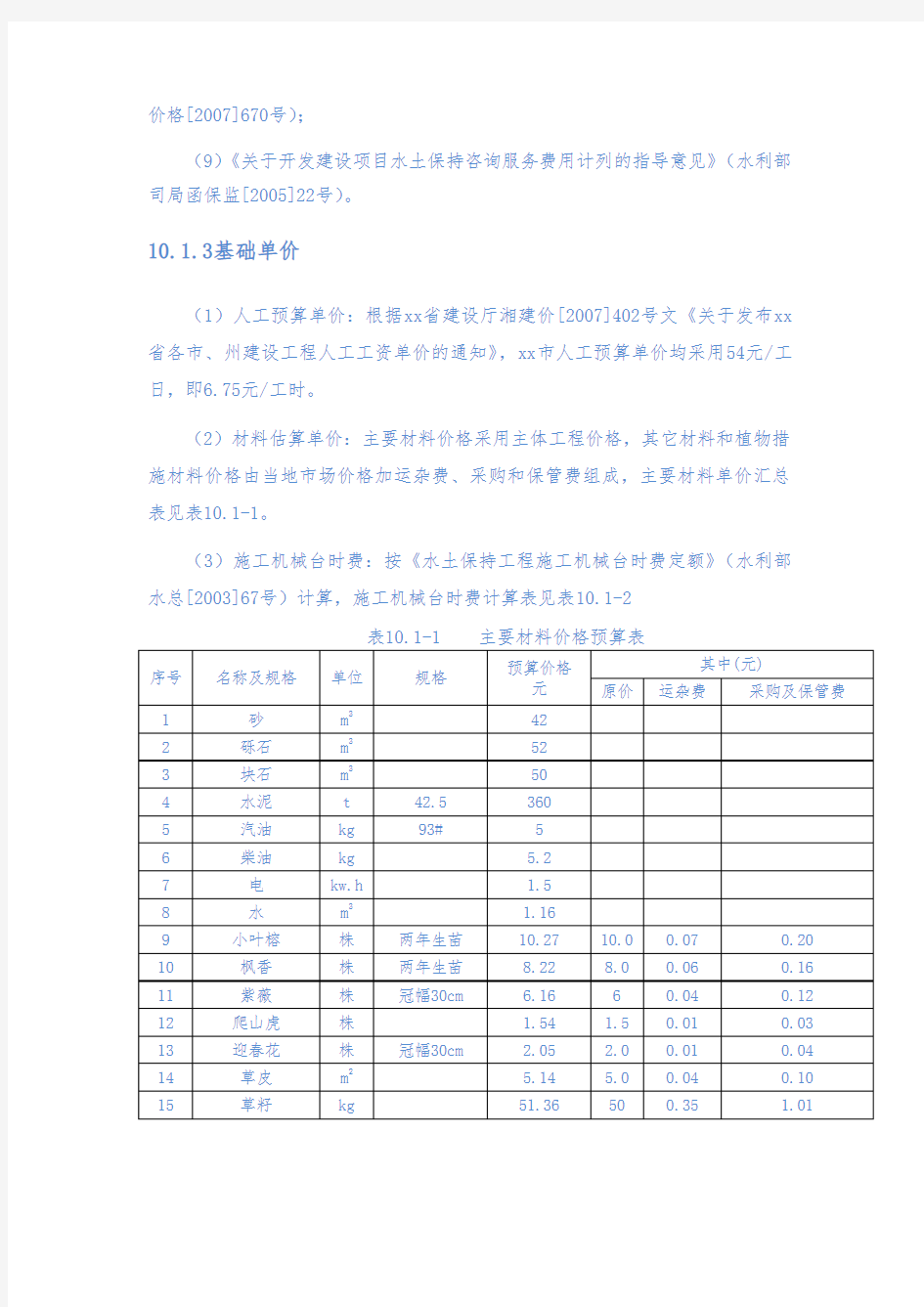 水土保持投资估算及效益分析