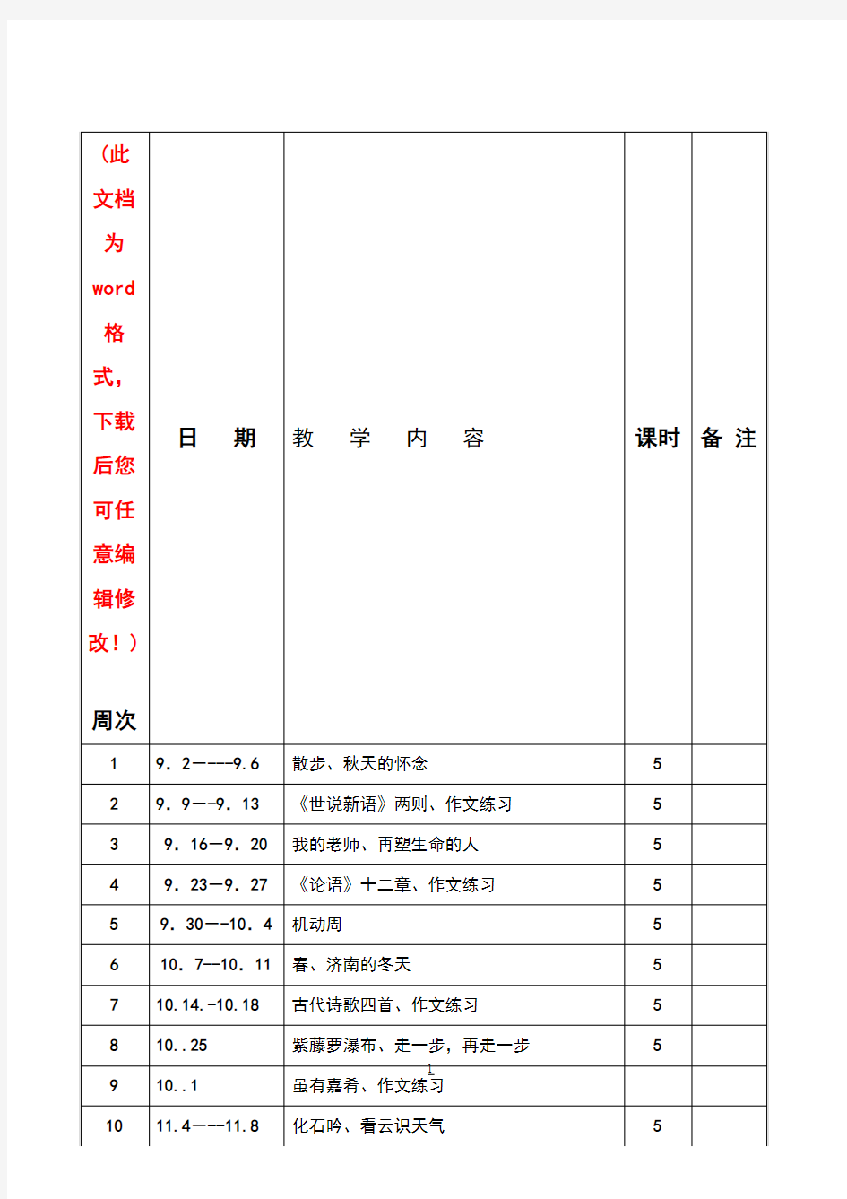 2017年人教版七年级上册语文教案全新