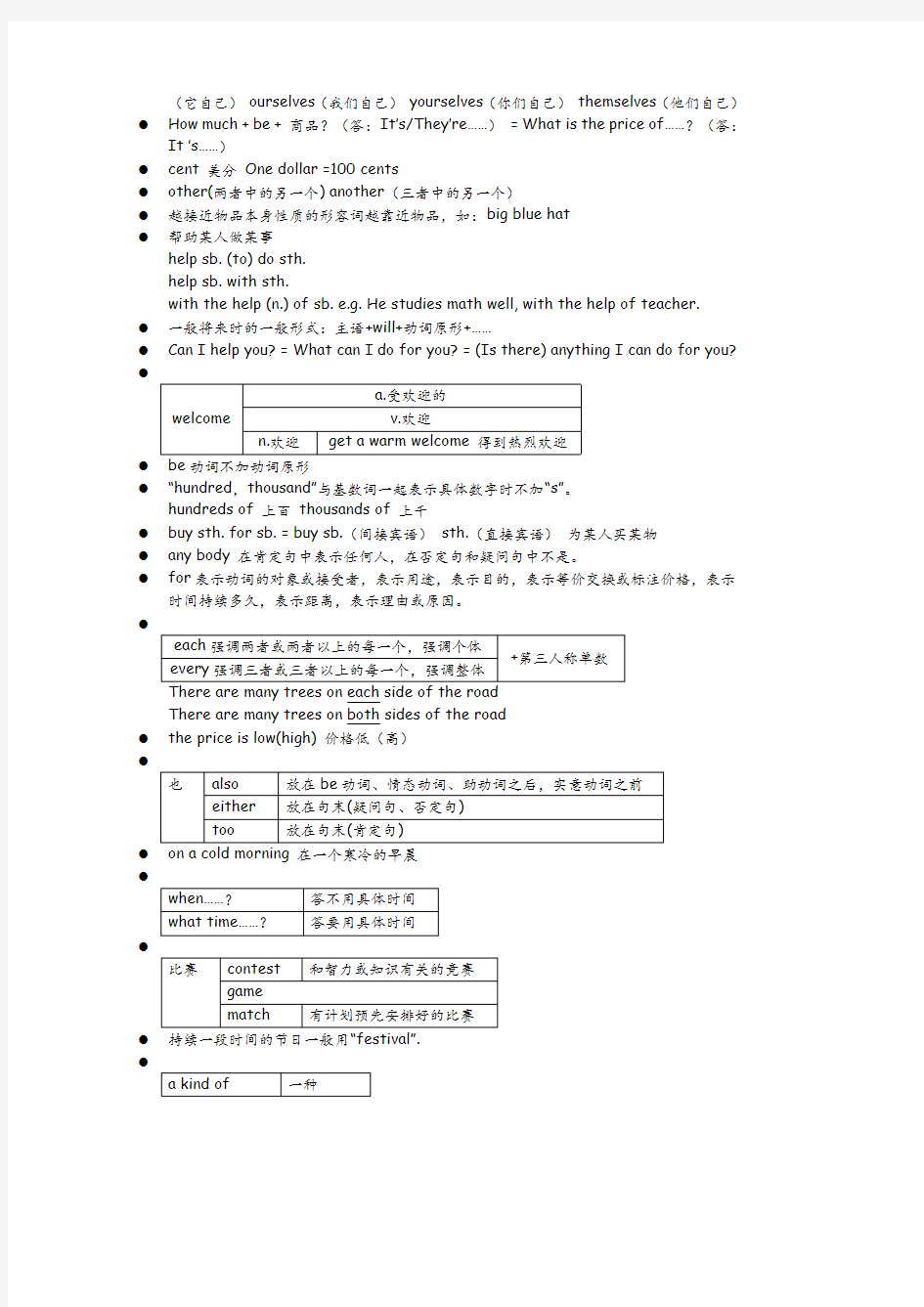 初中英语最全知识点总结复习资料必备提分笔记word版共217页。