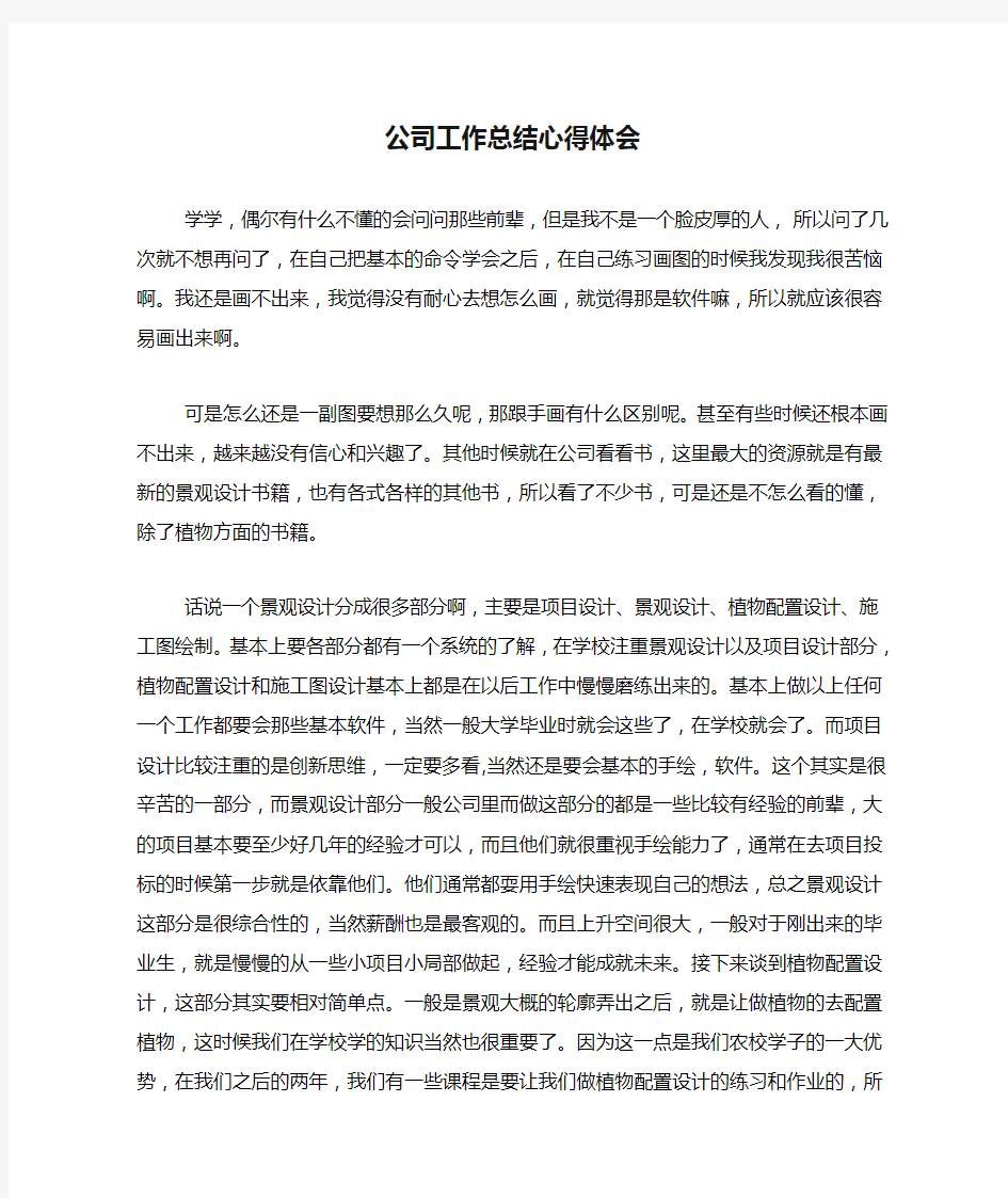 公司工作总结心得体会