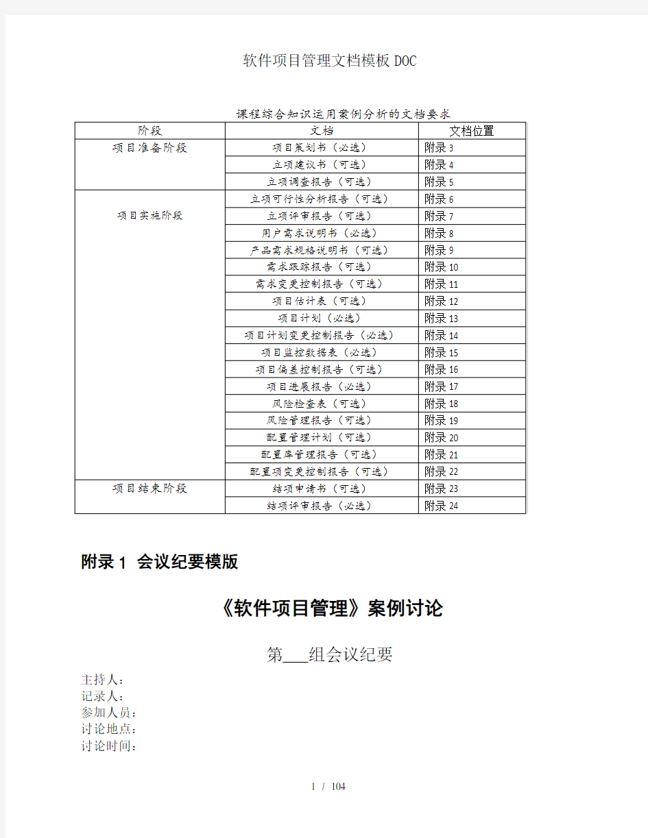 软件项目管理文档模板