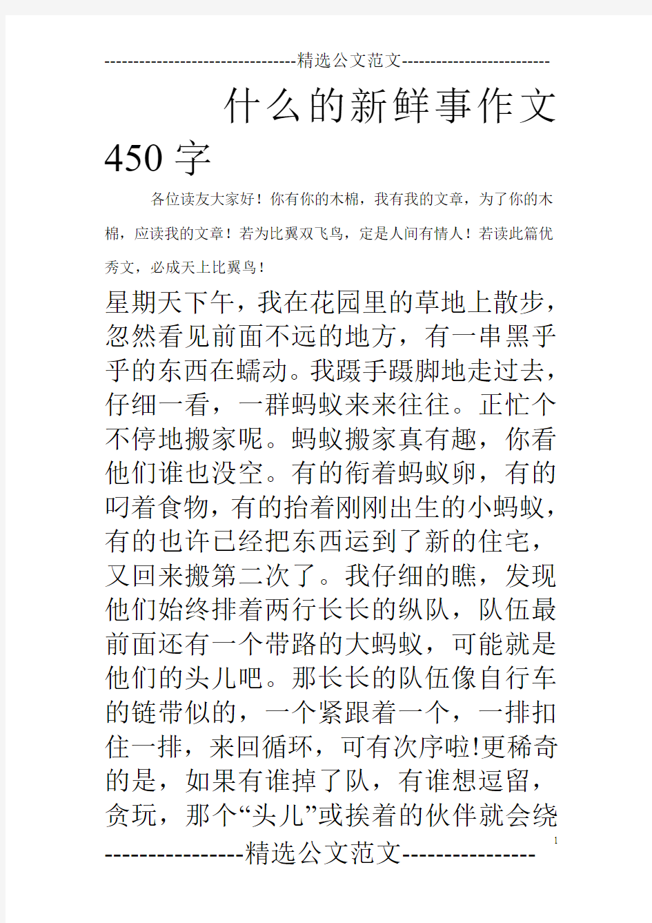 什么的新鲜事作文450字