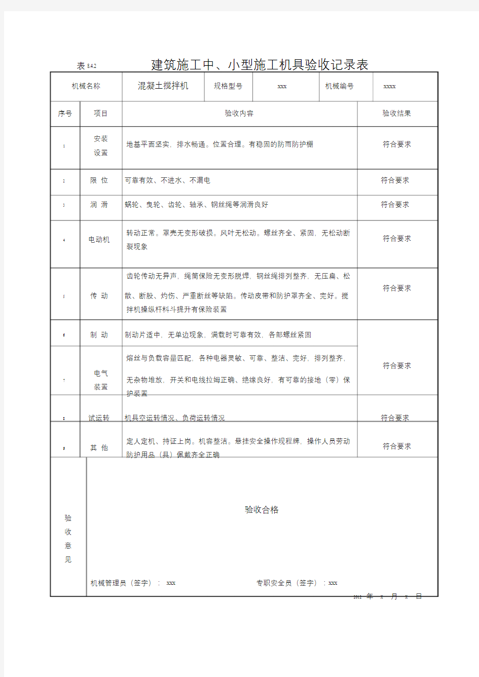 8.4.2建筑施工中、小型施工机具验收记录表_1456