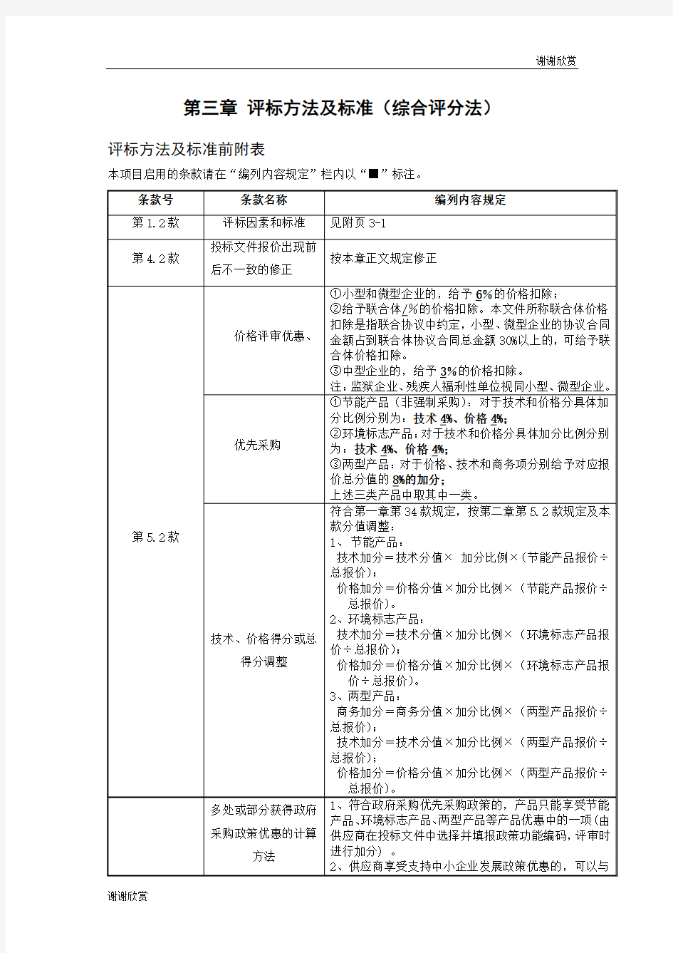 第三章 评标方法及标准(综合评分法) .doc