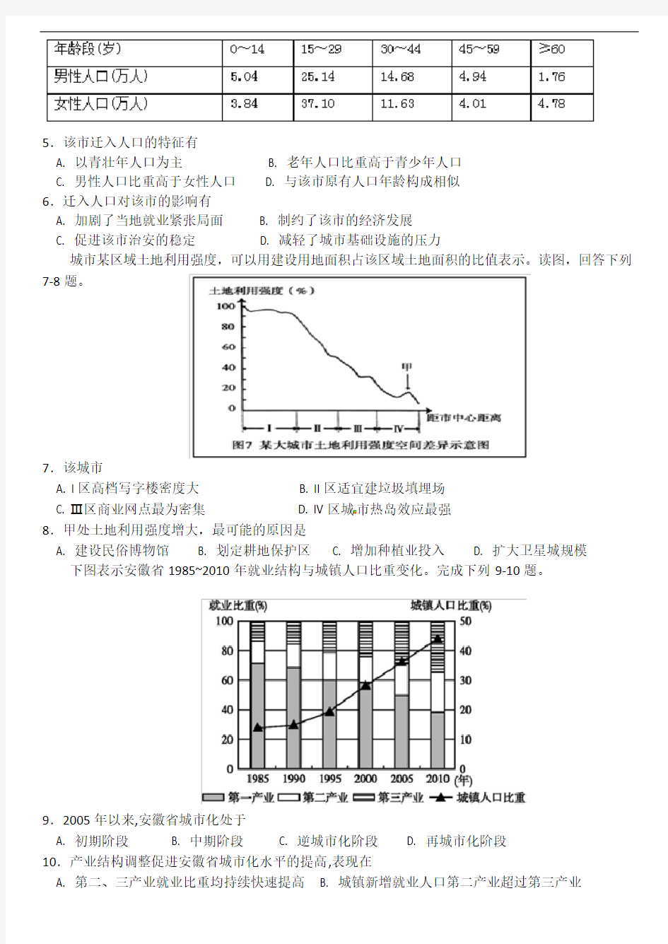 高一地理必修二试卷