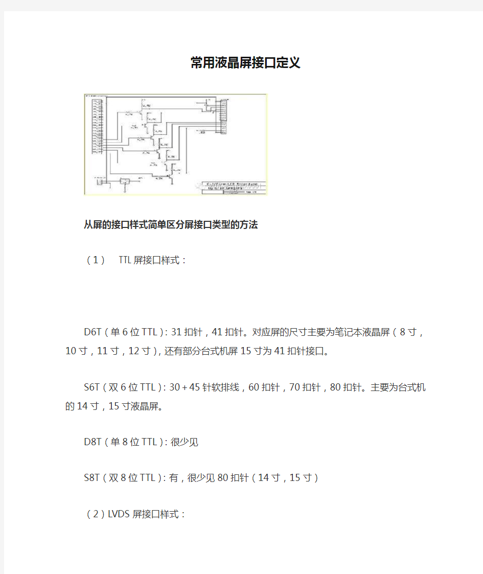 常用液晶屏接口定义