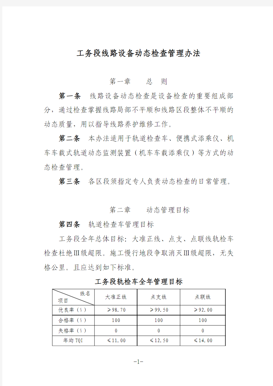 2012年工务段线路设备动态检查管理办法 (新)