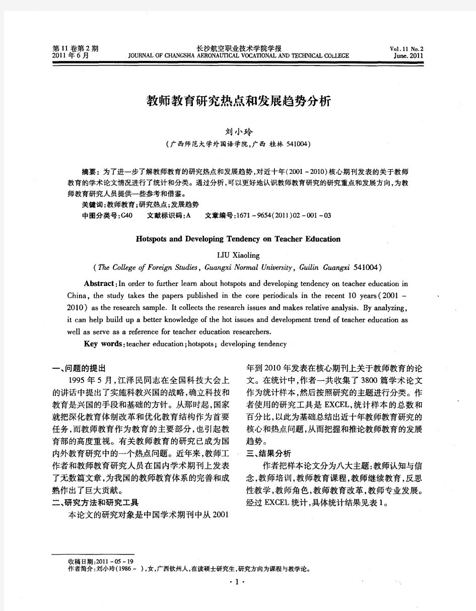 教师教育研究热点和发展趋势分析