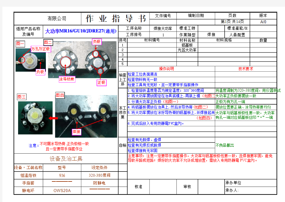 SOP标准作业指导书格式样版