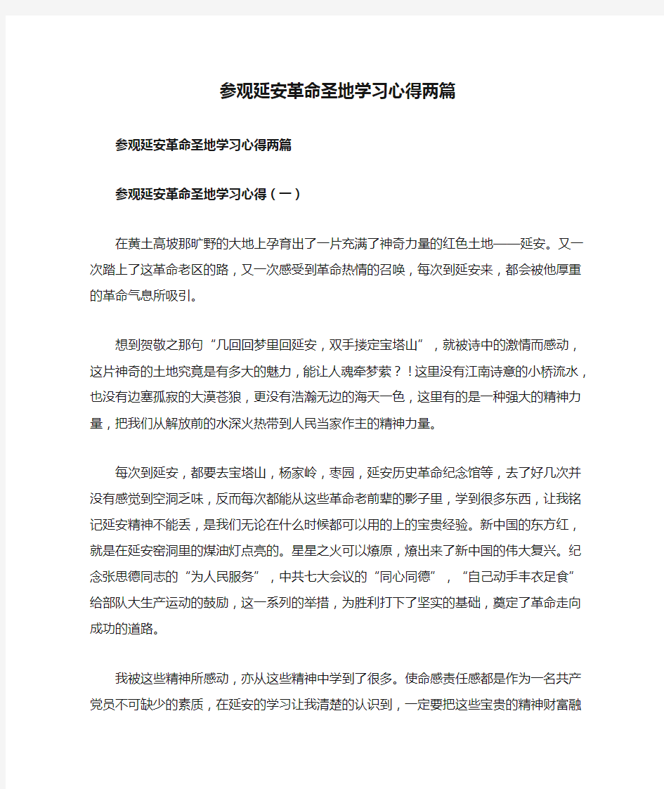 参观延安革命圣地学习心得两篇1