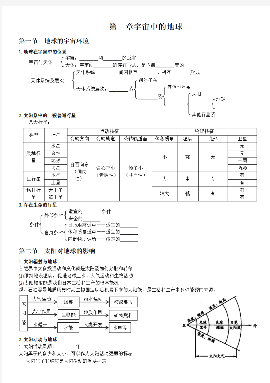 最新2019湘教版高中地理必修一第一章