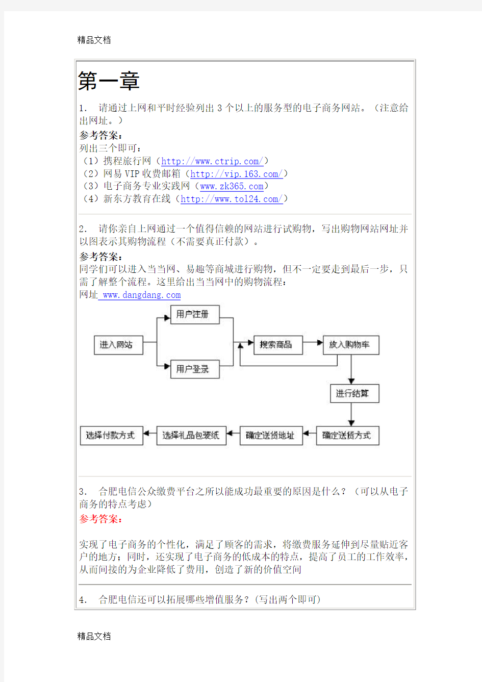 电子商务案例分析网上作业讲解学习