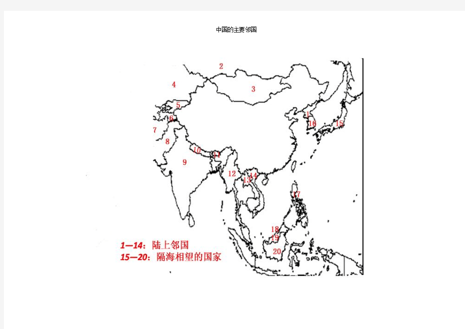 中国邻国分布图