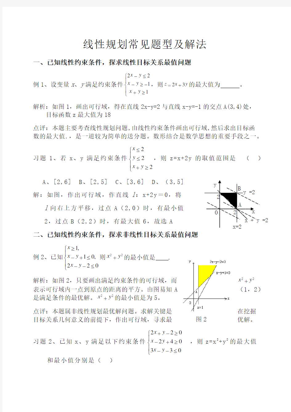 高考线性规划题型归纳