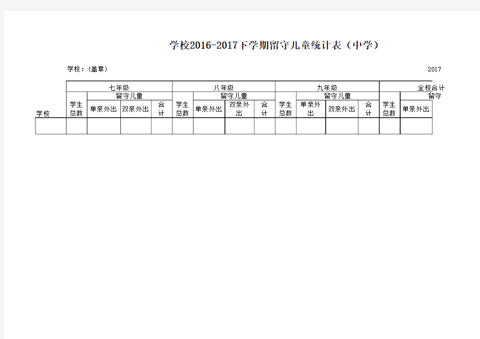 小学留守儿童统计表