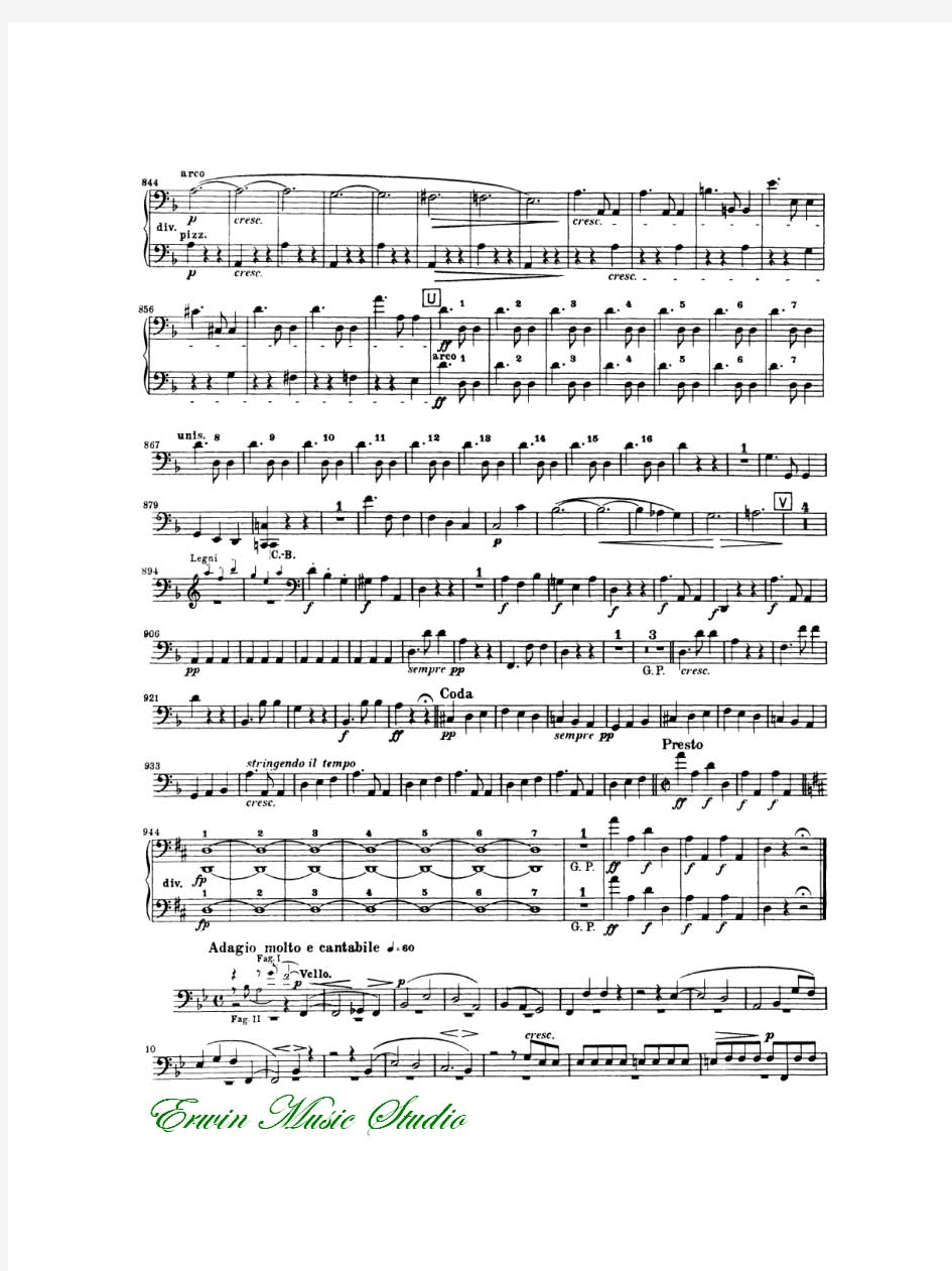 Cello14-25贝多芬《D小调第九交响乐》作品.125大、中、小提琴曲谱LudwigvanBeethovenSymphonyNo[