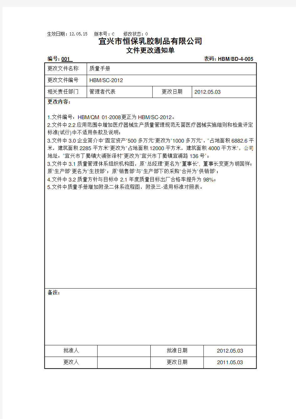 文件更改通知单