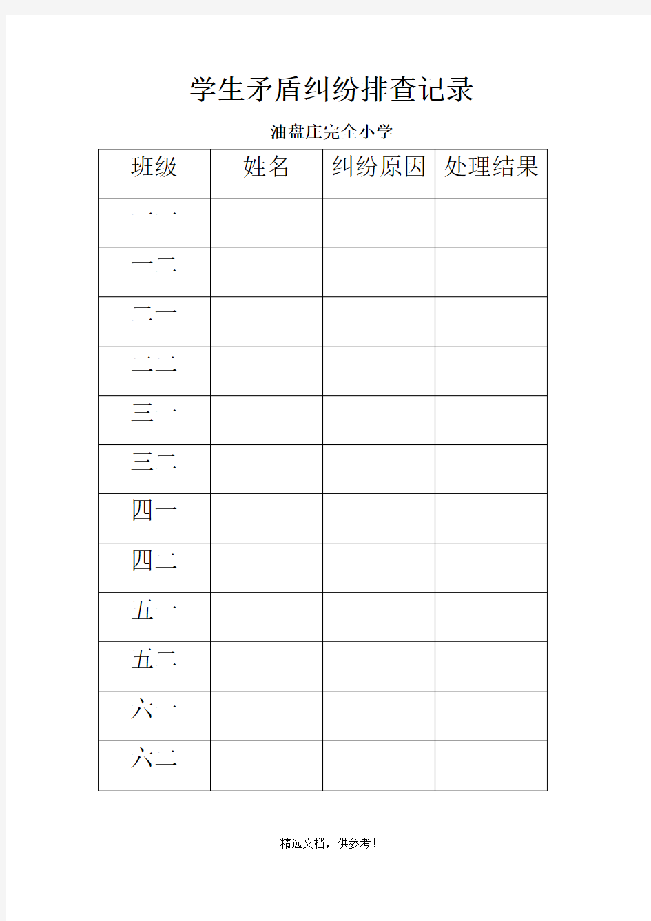 学生矛盾纠纷排查记录