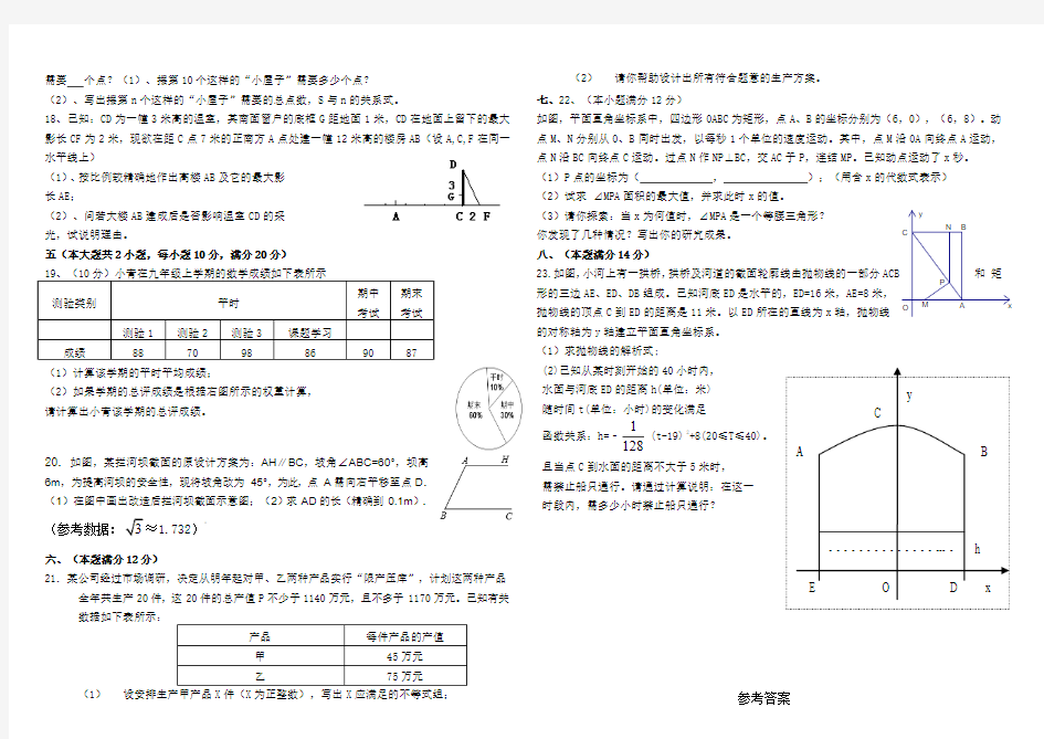 2014年安徽省中考数学模拟试卷(一)内含详细答案