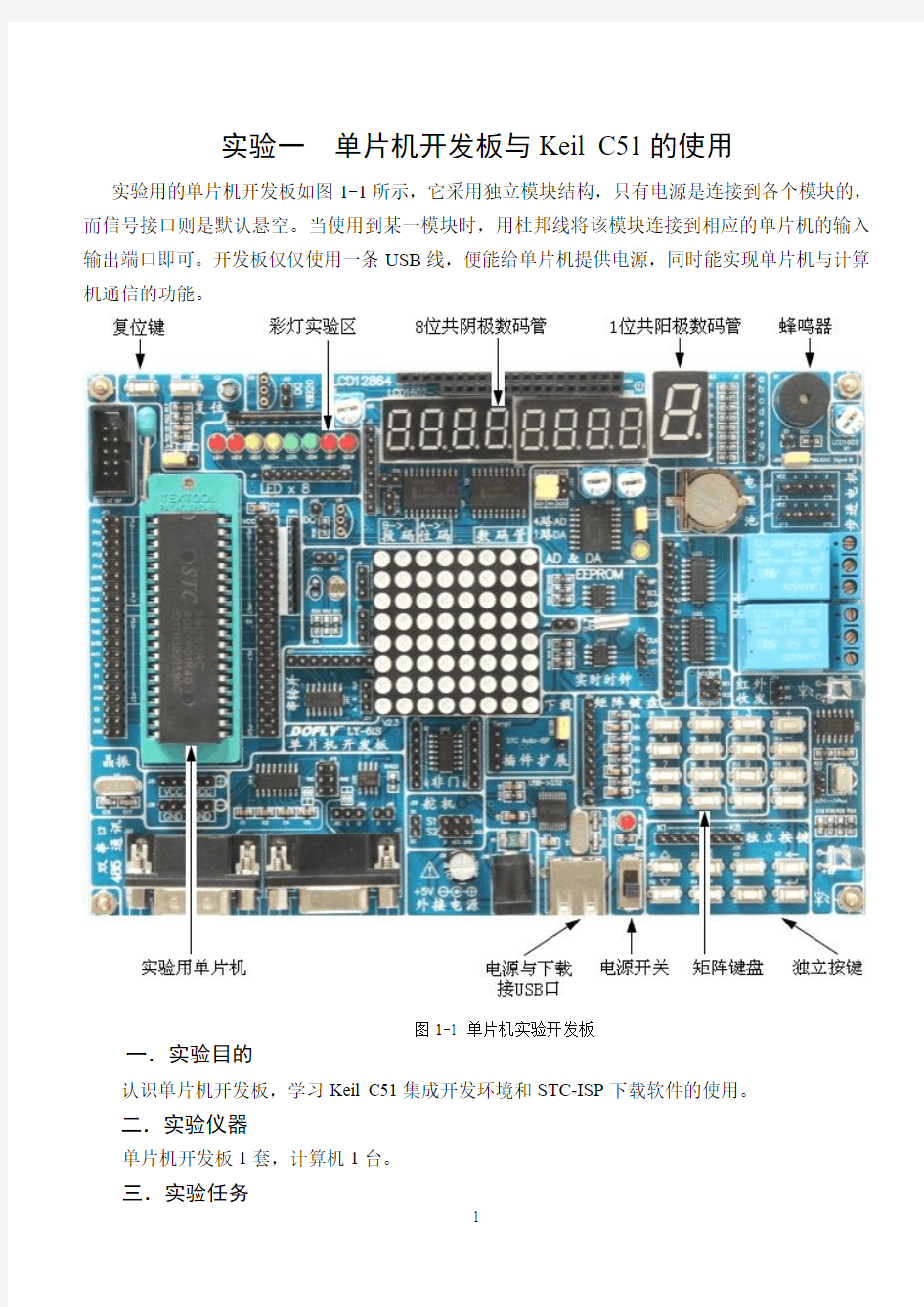 LY-51S单片机实验指导书(广西大学单片机实验)