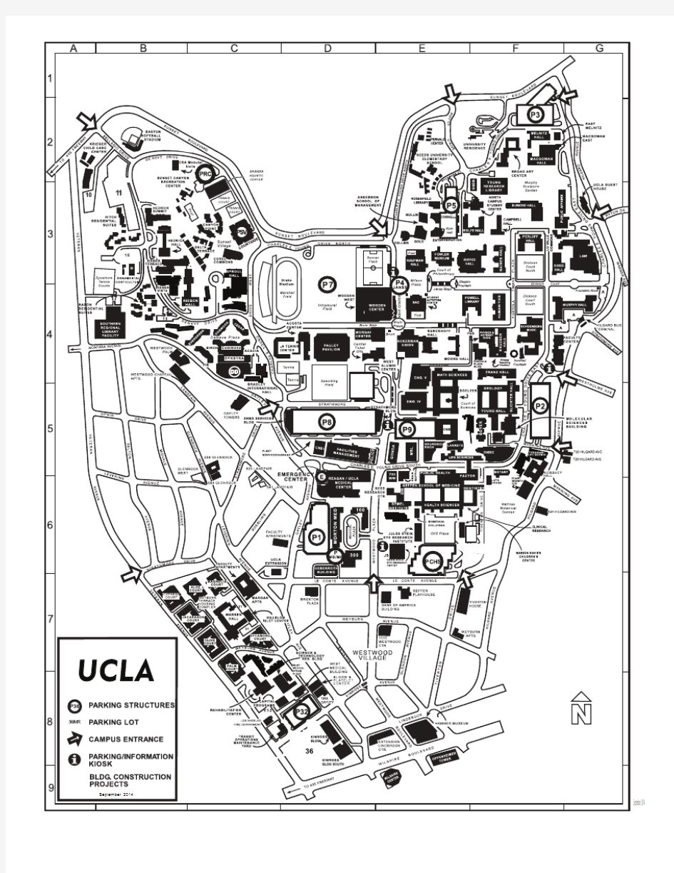 加州大学洛杉矶分校校区地图 University of California Los Angeles - Campus - map