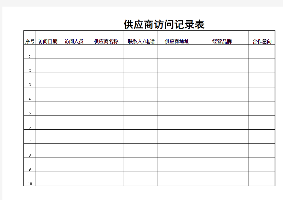 供应商访问记录表