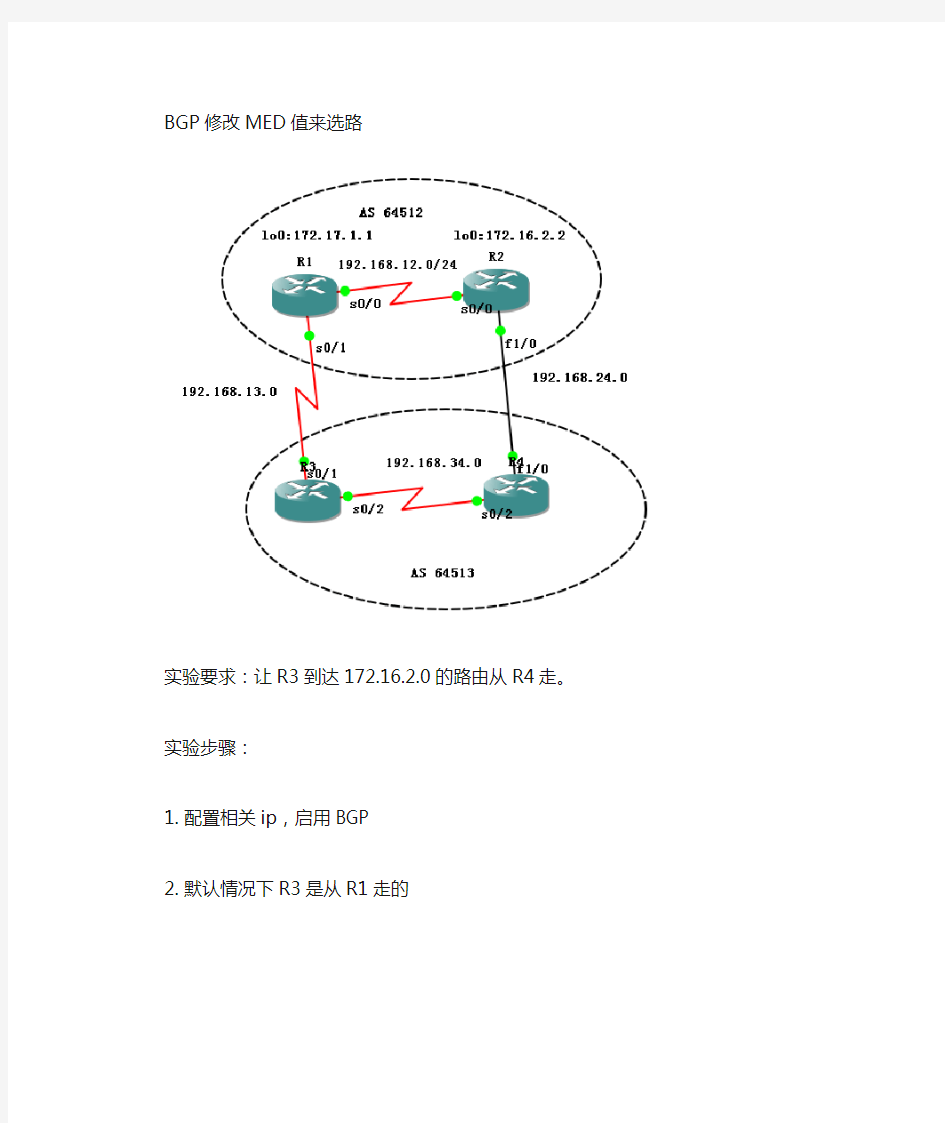 CCNP BGP修改MED选路--罪恶的温柔