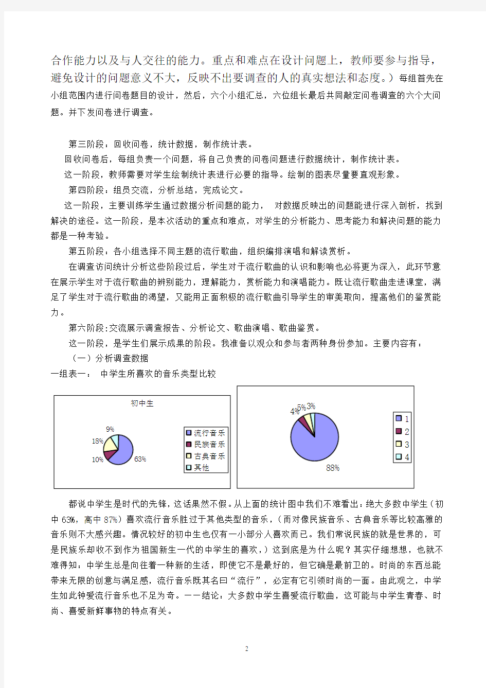 关于中学生喜爱流行音乐的调查报告