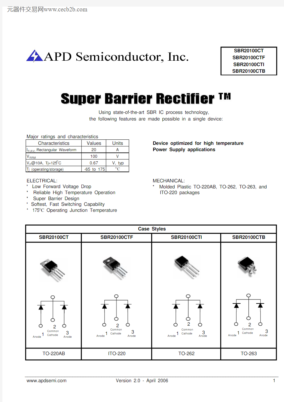 SBR20100CT中文资料