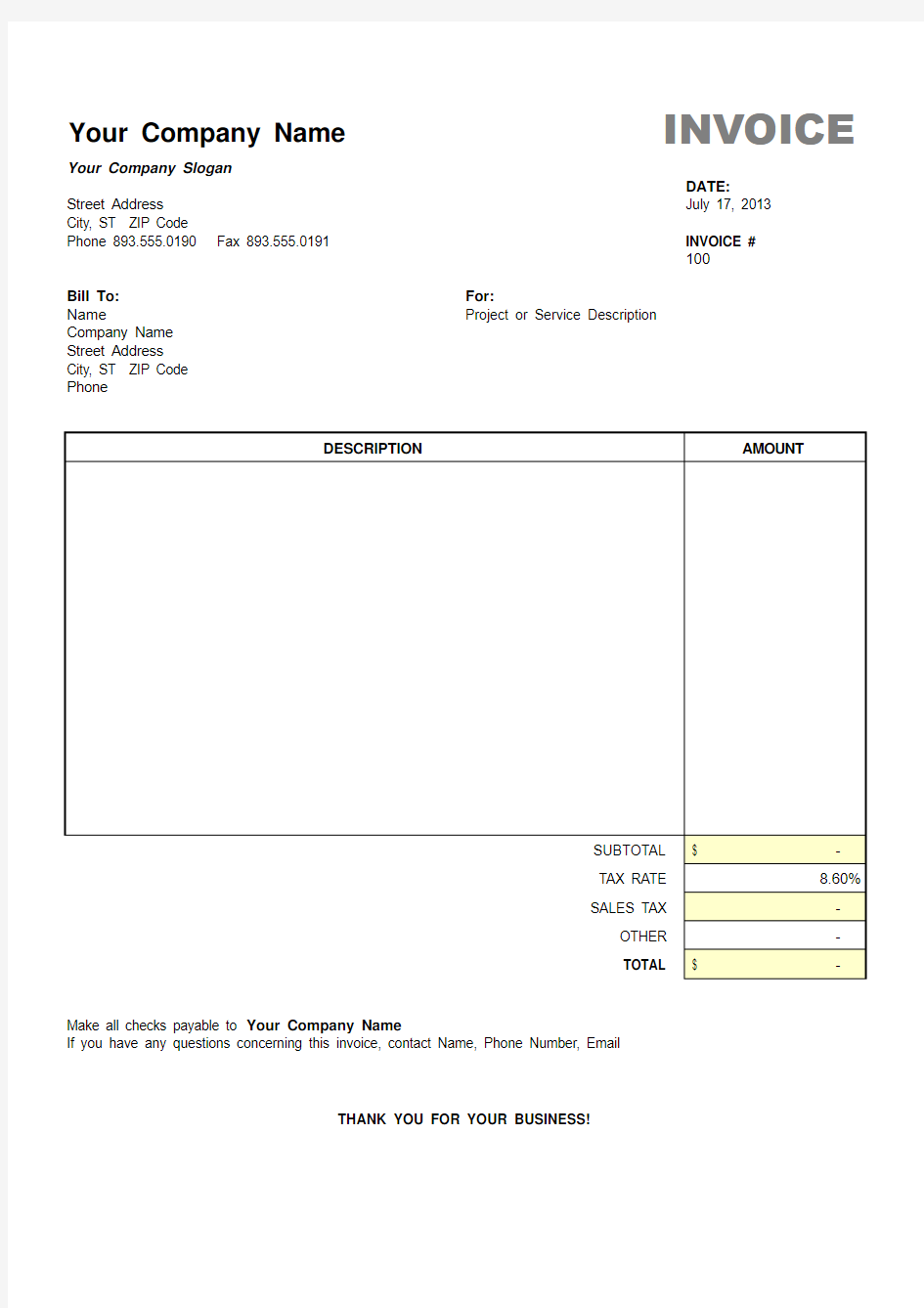 Invoice with Tax Calculation1