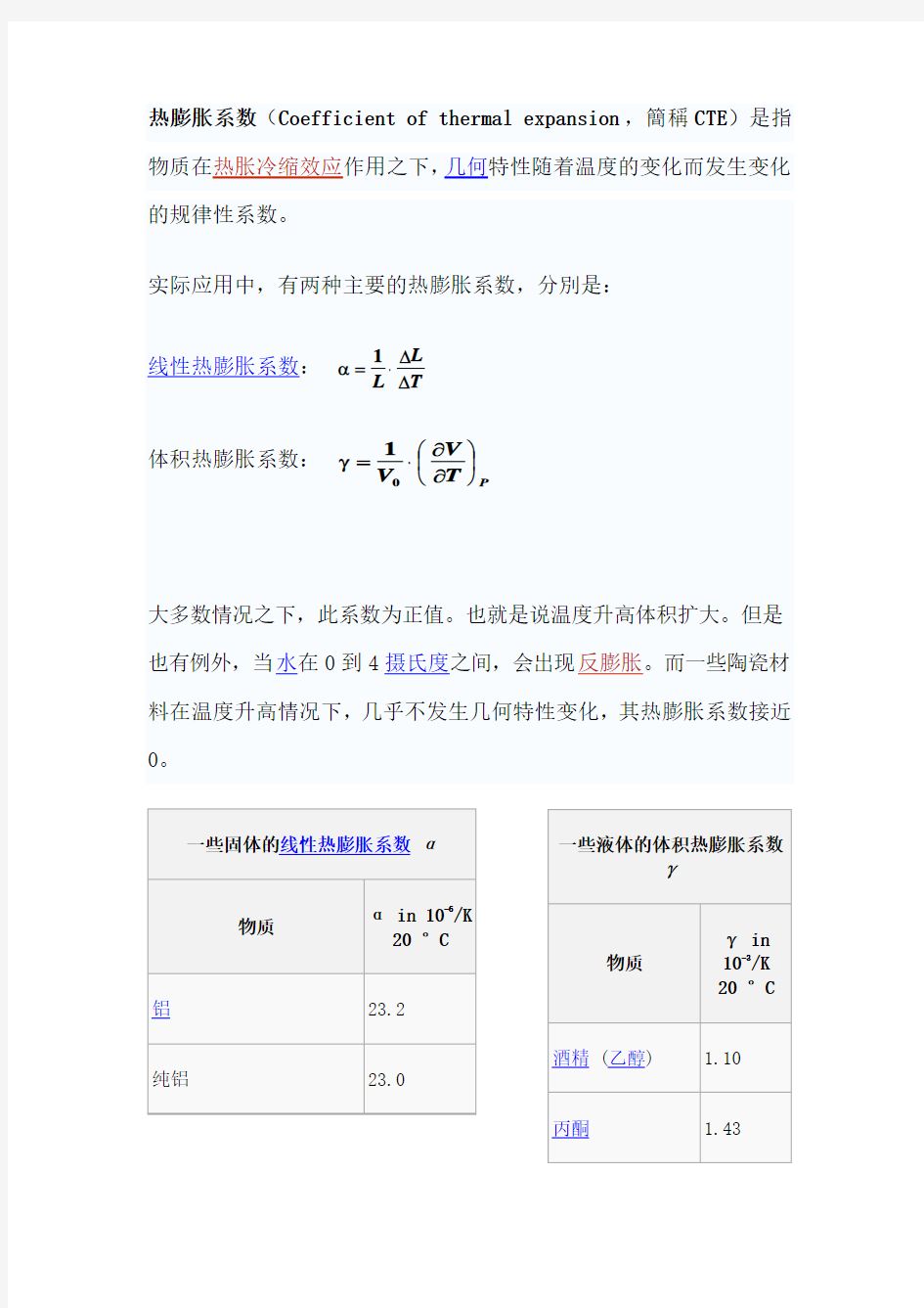 热膨胀系数