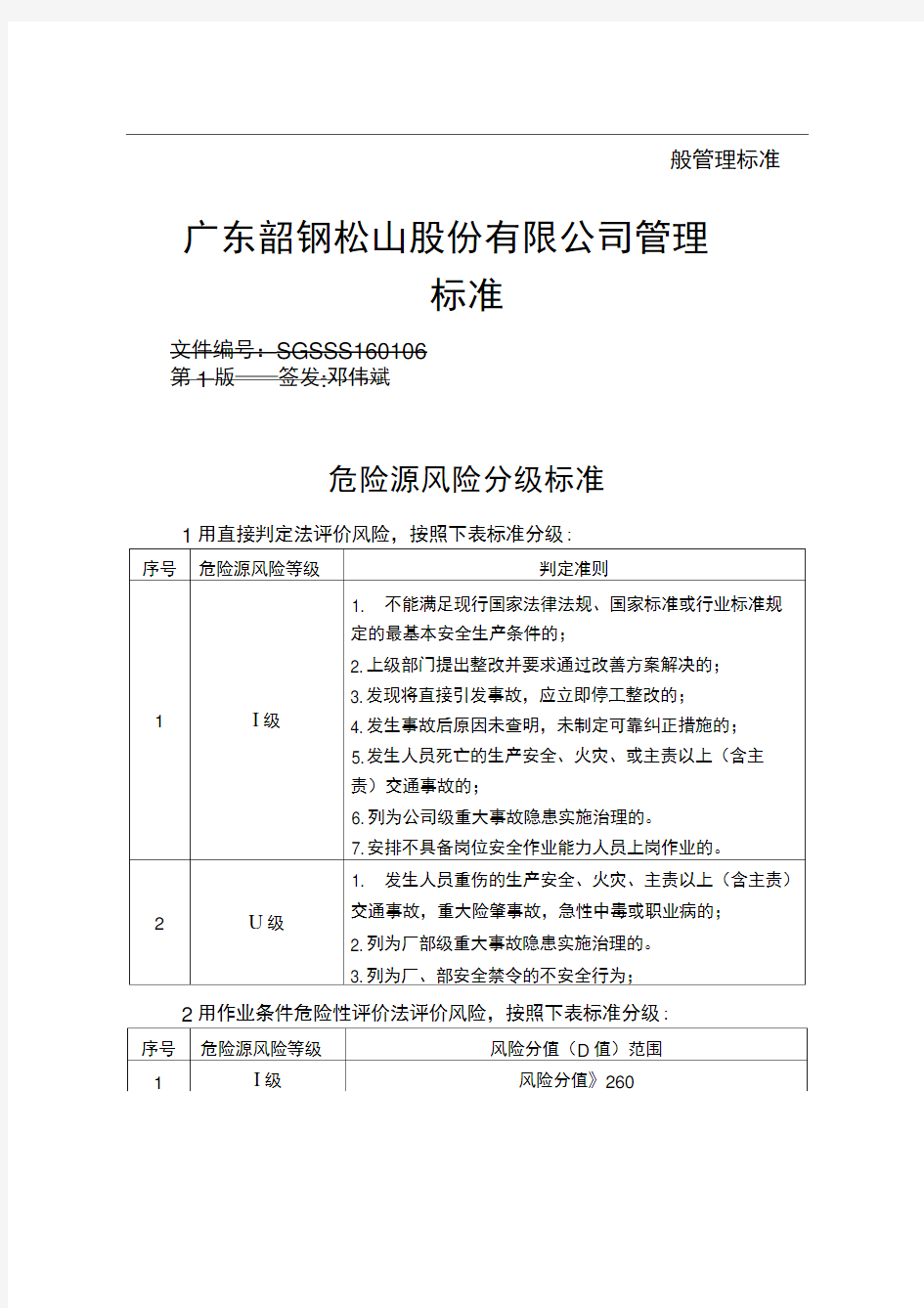 危险源风险分级标准