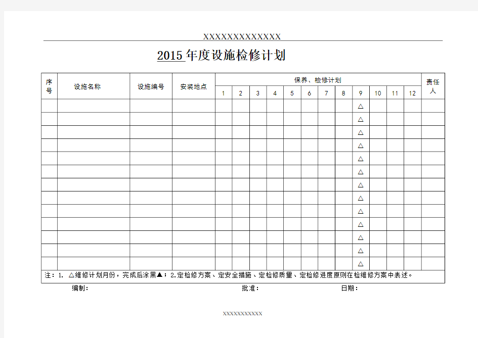 设备检维修计划