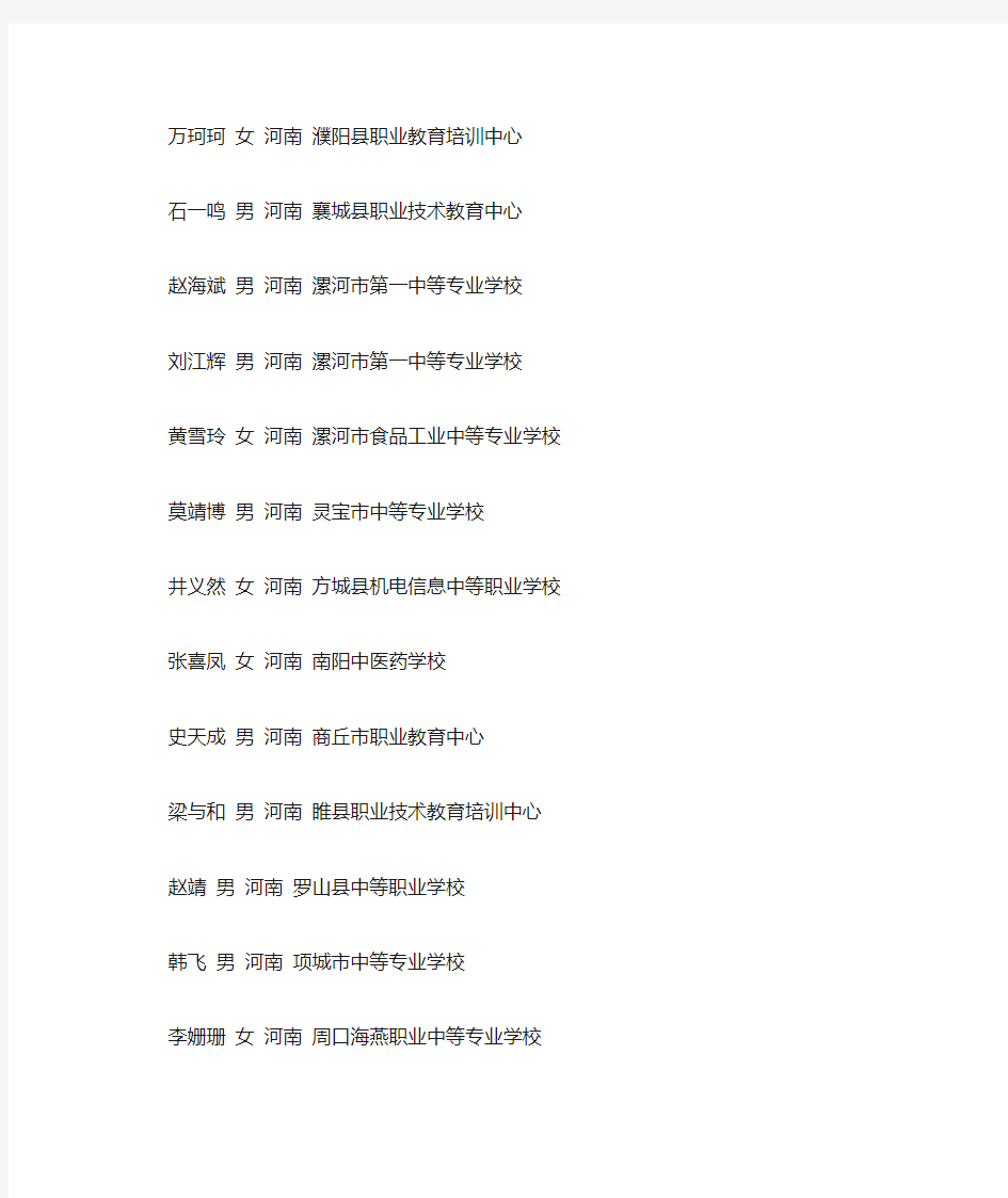 2019河南省级优秀学生保送名单(134人)