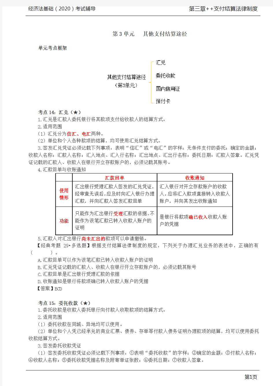 【经济法基础(2020)考试辅导】之第23讲_其他支付结算途径